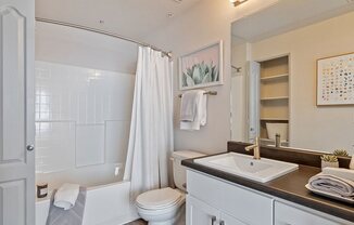 a bathroom with a sink toilet and a shower at Element Deer Valley, Phoenix, 85027