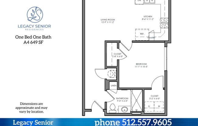 1 bed, 1 bath, 649 sqft, $1,095, Unit 113