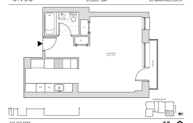 Studio, 1 bath, $3,825, Unit 5F
