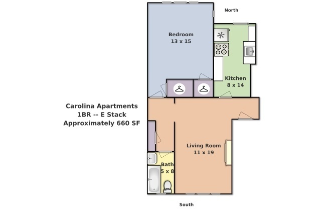 1 bed, 1 bath, 575 sqft, $1,575, Unit E2