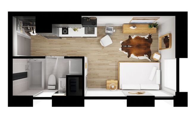 Studio, 1 bath, 280 sqft, $1,195, Unit 203