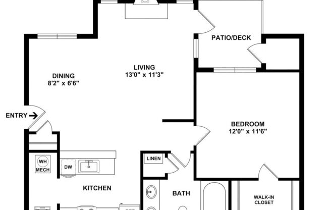 1 bed, 1 bath, 773 sqft, $1,380