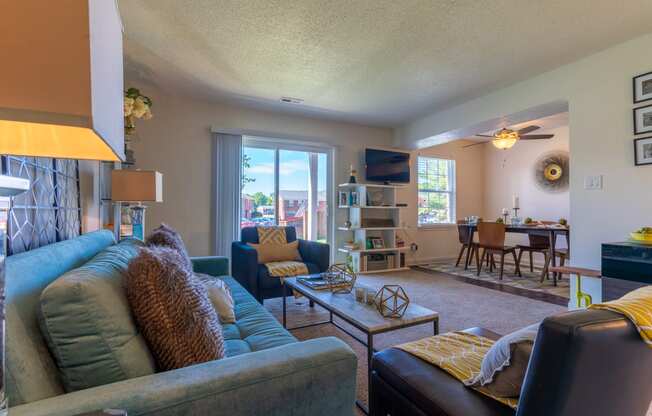 Living Room With Dining Area at Hamilton Square Apartments, Westfield