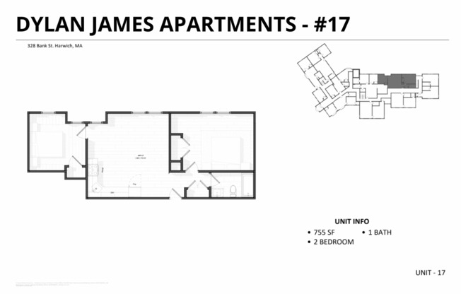 2 beds, 1 bath, 720 sqft, $2,750, Unit 328 Bank #17