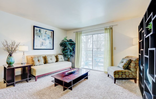 Model Living Room at Bay Pointe Apartments, Lafayette, Indiana
