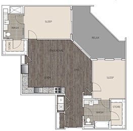 2 beds, 2 baths, 1,168 sqft, $1,705