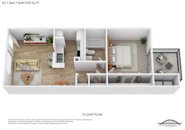 1 bed, 1 bath, 578 sqft, $1,353