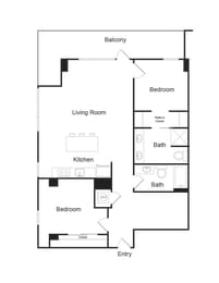 2 beds, 2 baths, 1,221 sqft, $2,976