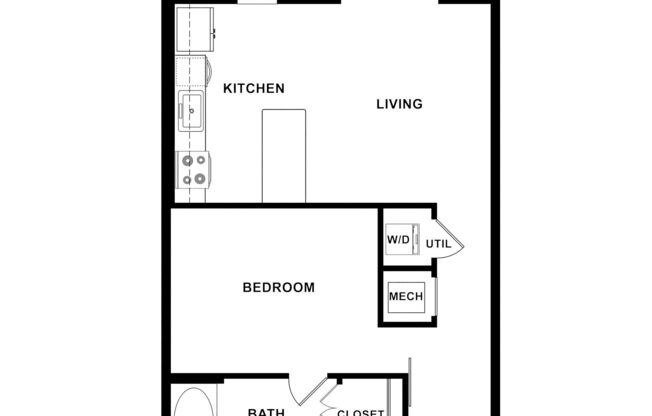 1 bed, 1 bath, 638 sqft, $1,405