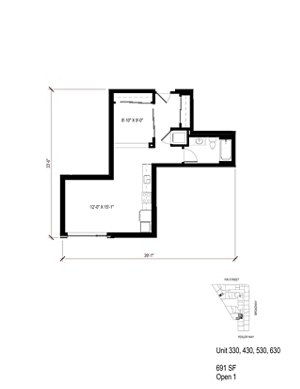 1 bed, 1 bath, 691 sqft, $2,236