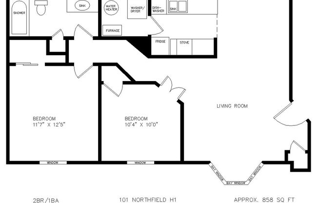 2 beds, 1 bath, 858 sqft, $1,096, Unit K6