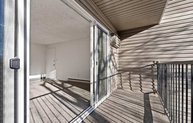 a view of the balcony and sliding glass door at Talavera in Boise, Idaho