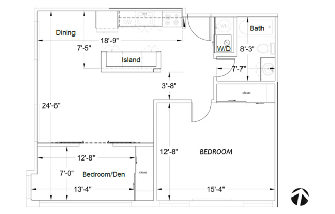 1 bed, 1 bath, 797 sqft, $2,725, Unit 7