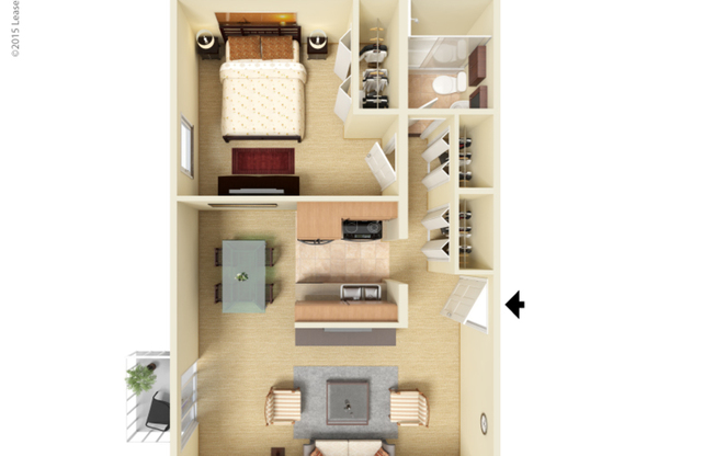 1 bed, 1 bath, 844 sqft, $1,344