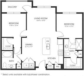 2 beds, 2 baths, 1,037 sqft, $1,420