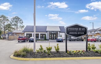 Unveil the charm of Crossings @ 501 Apartments, where modern design meets inviting hospitality. Explore our stylish leasing office and vibrant community atmosphere. Take the first step towards your new home today!