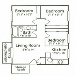 3 beds, 1 bath, 865 sqft, $1,759