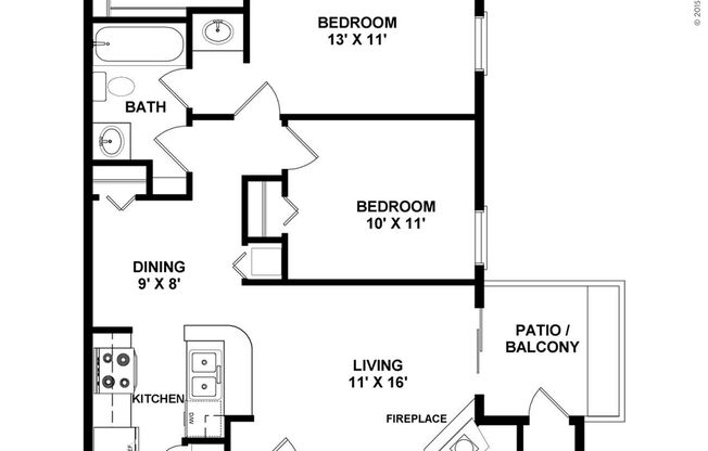 2 beds, 1 bath, 840 sqft, $1,220