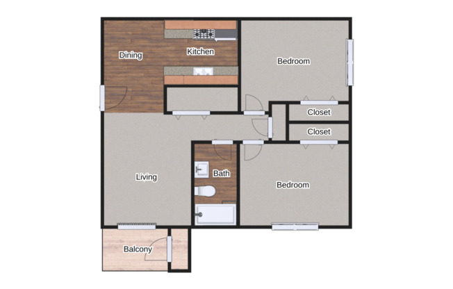 2 beds, 1 bath, 750 sqft, $1,355