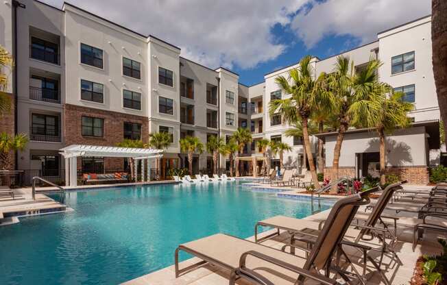 pool area at the cannery at packing district apartments