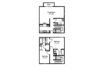 2 beds, 2.5 baths, 1,100 sqft, $1,350