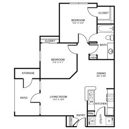 2 beds, 1 bath, 877 sqft, $1,485