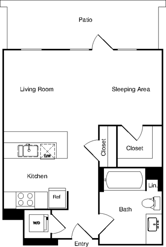 Studio, 1 bath, 545 sqft, $2,253, Unit 418