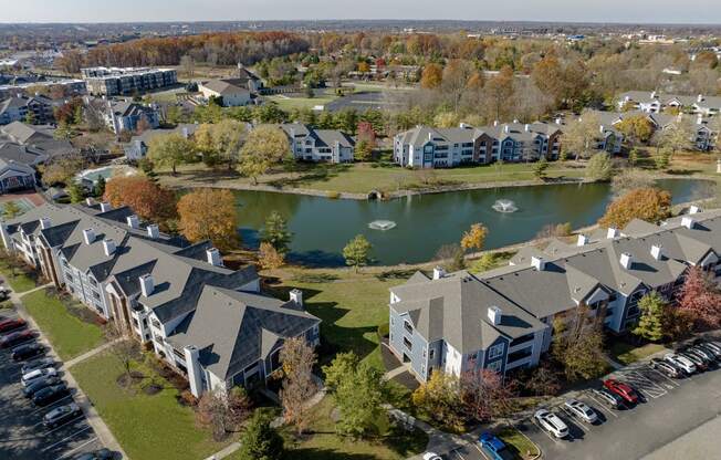 Aerial view of Sawmill Village Apartments
