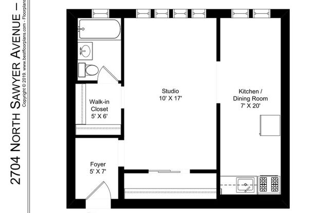 Studio, 1 bath, 534 sqft, $1,395, Unit Sawyer-317