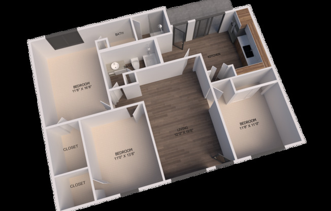 3 beds, 2 baths, 1,280 sqft, $1,300, Unit 3921