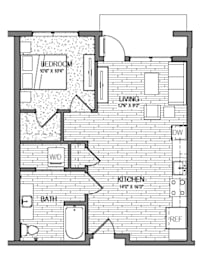 1 bed, 1 bath, 672 sqft, $2,262