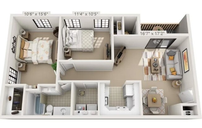 2 beds, 1 bath, 880 sqft, $965