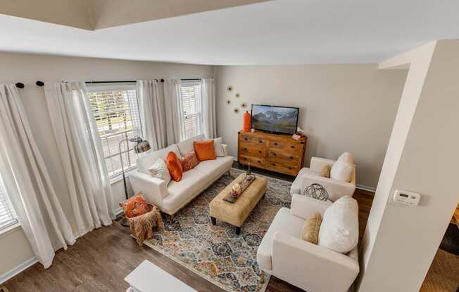 Living Room Overview at Mainstreet Village, Novi
