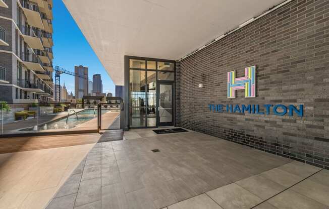 Resident Amenity Center Entrance at The Hamilton at The Epic in Deep Ellum, Dallas, Texas, TX