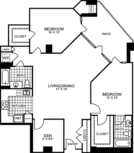 2 beds, 2 baths, 1,333 sqft, $6,065, Unit 1-640