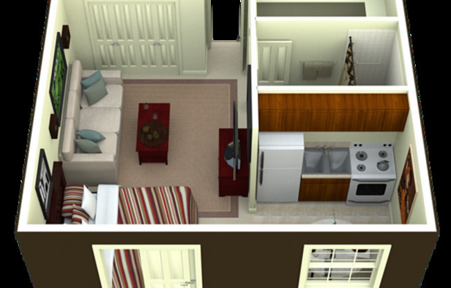 Studio, 1 bath, 418 sqft, $1,109