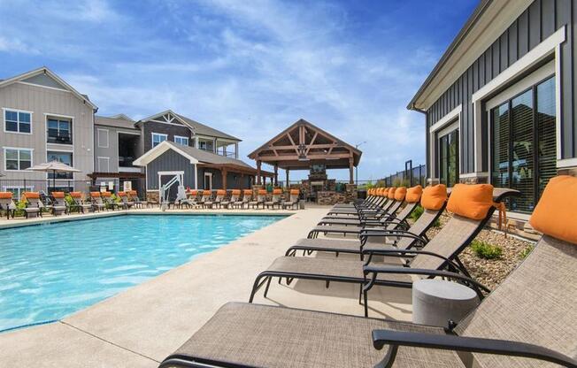 Pool Side Relaxing Area at Watermark at Harvest Junction, Colorado, 80501