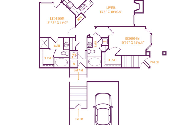 2 beds, 2 baths, 1,127 sqft, $1,954