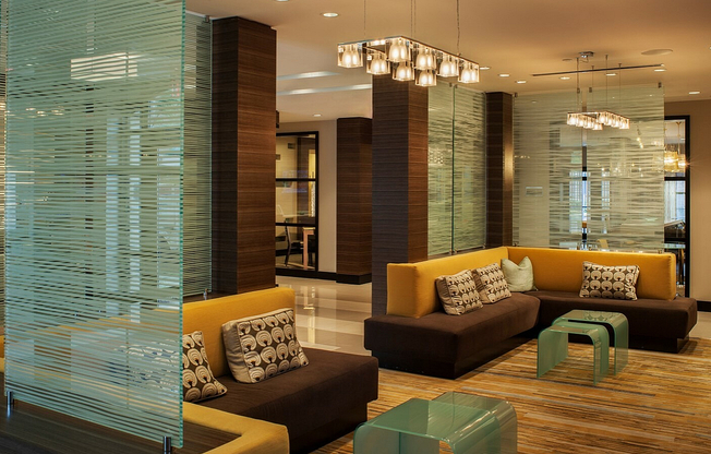 Contemporary Lobby With Multiple Seating Areas