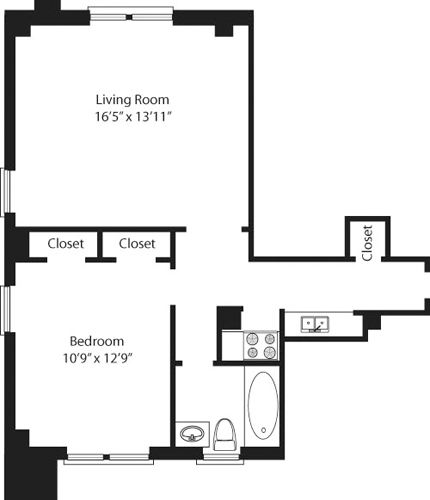 1 bed, 1 bath, 581 sqft, $3,982, Unit 09H