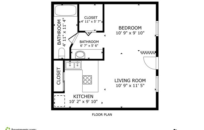 Studio, 1 bath, 520 sqft, $1,075, Unit 021