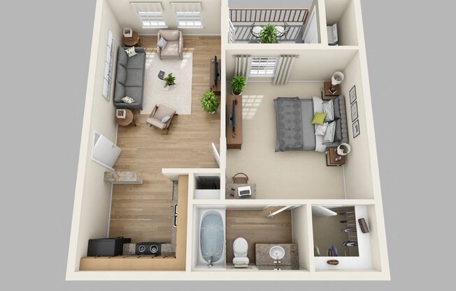 1 bed, 1 bath, 597 sqft, $1,048