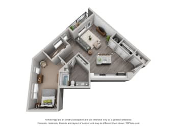 1 bed, 1 bath, 933 sqft, $1,785