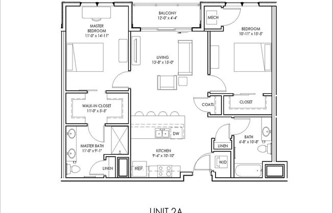 2 beds, 2 baths, 1,102 sqft, $1,810