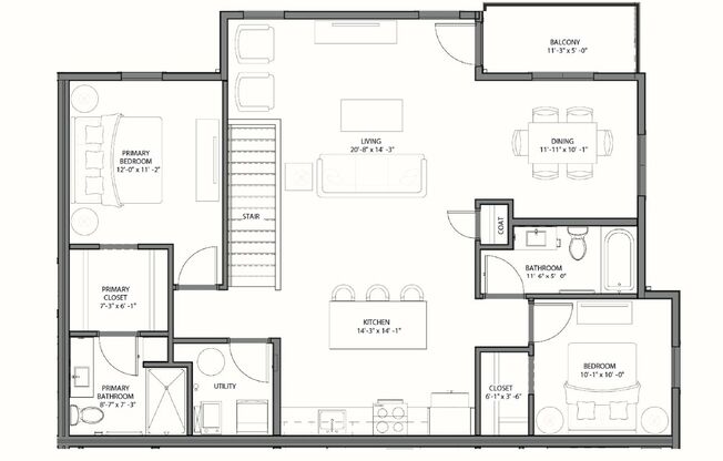 2 beds, 2 baths, 1,240 sqft, $1,945, Unit 2E210