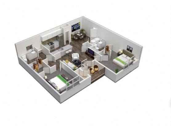 a floor plan of a house with a bedroom and a living room