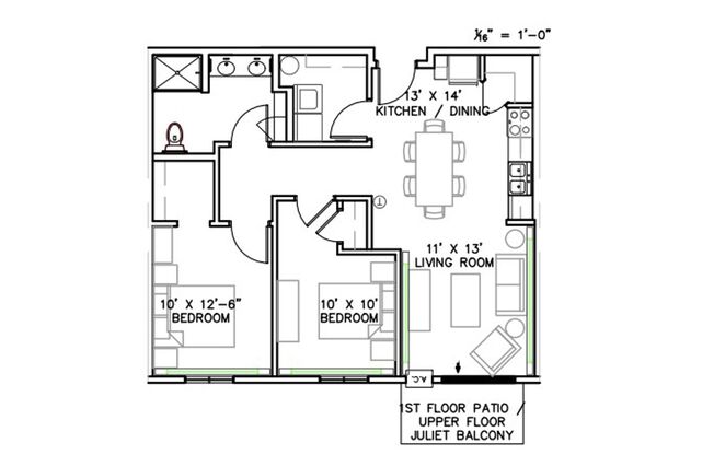 2 beds, 1 bath, 868 sqft, $1,095, Unit 407