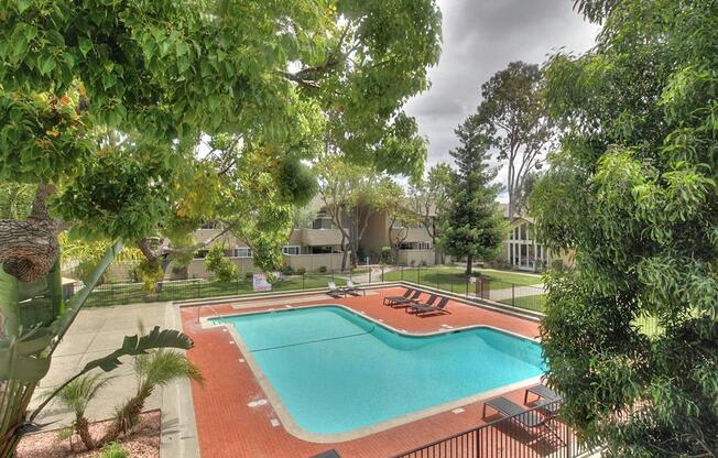 Aerial Pool View at Balboa Apartments, Sunnyvale, CA, 94086