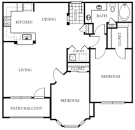 2 beds, 1 bath, 979 sqft, $1,195