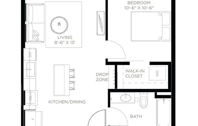 1 bed, 1 bath, 549 sqft, $1,395, Unit 503